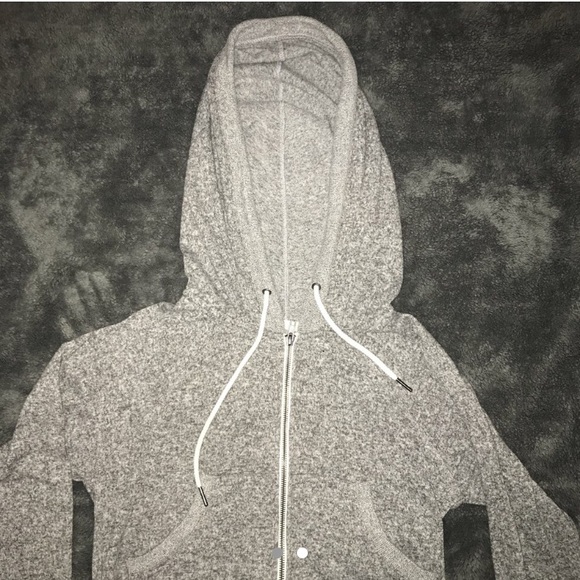 Heather gray cropped jacket with hood - Picture 2 of 2